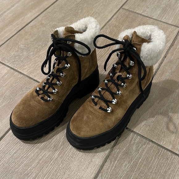 NEW Marc Fisher Chunky Leather/Sherling Winter Boot - Picture 1 of 5